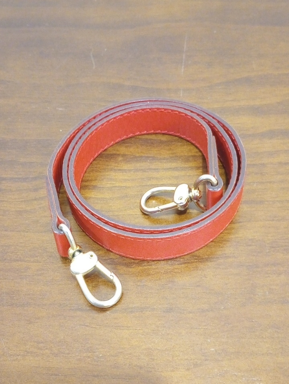 Red Leather Key & Card Holder Strap with Gold Clasps